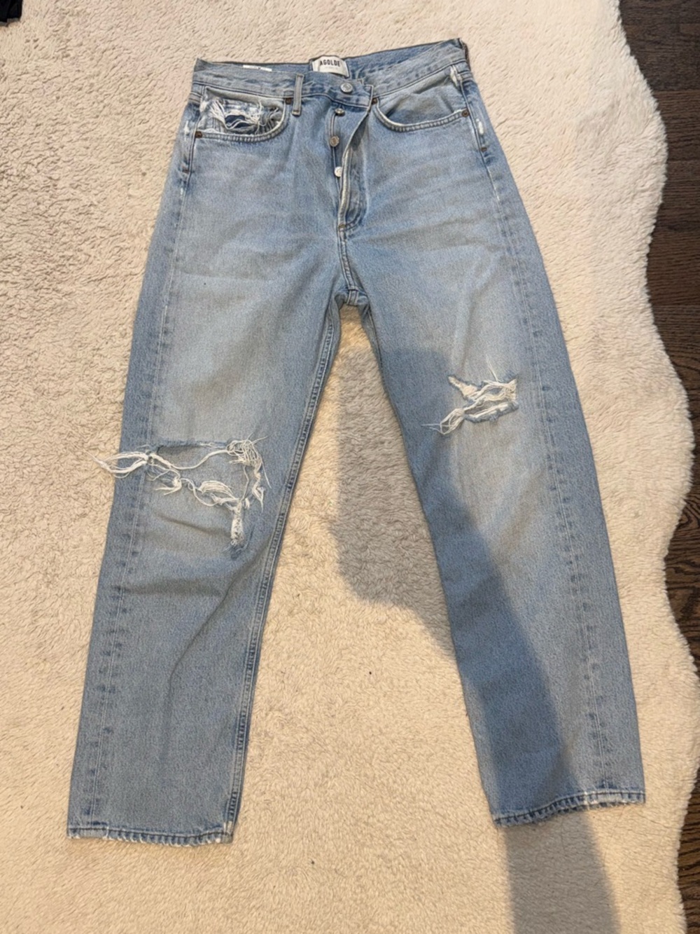 Agolde Light Blue High-Rise Straight Jeans